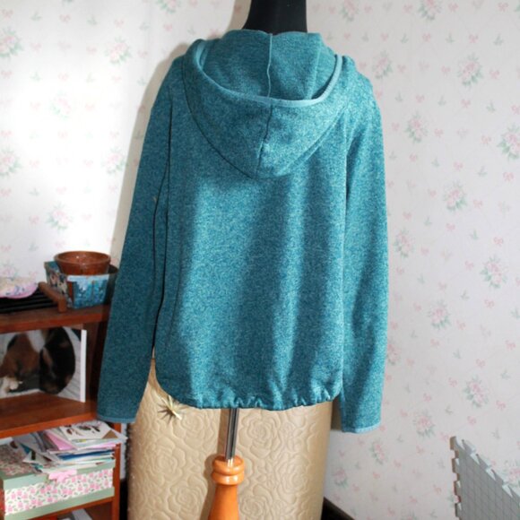 PINK Victoria's Secret Marled Teal Blue Zip-Up Hoodie Sweater, Small - Picture 5 of 9